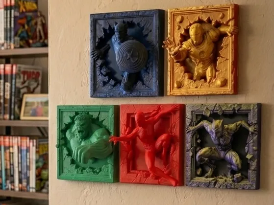 Esculturas de Parede 3D – Coleção Marvel